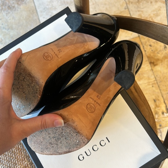 Chanel patent leather black platform pumps high heels 38 - Picture 7 of 13
